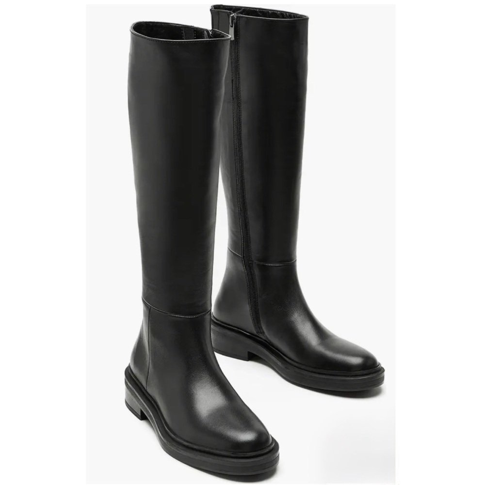 New La Canadienne Leather Knee High Boot Black Sz 9